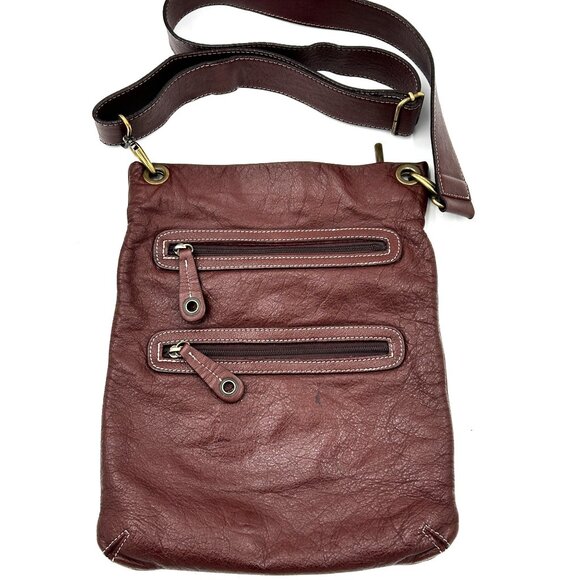 Avorio Crossbody Bag Womens Brown Leather Made in Italy Adj Strap 13"x10"x1" Y2K - Picture 2 of 9